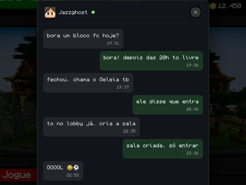 Conversa com um amigo no chat do launcher